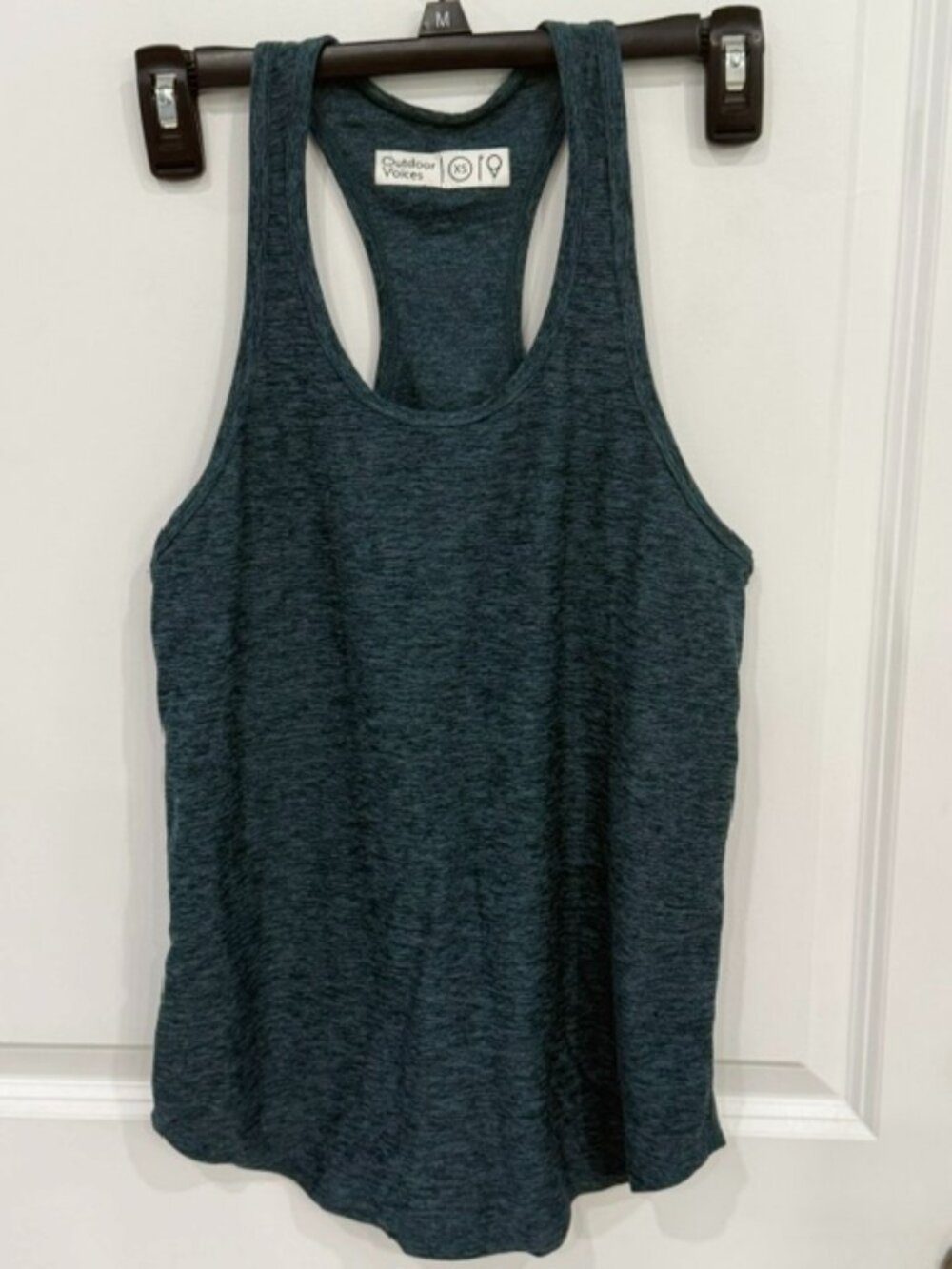 Outdoor Voices Heathered Dark Teal Racerbank Tank Top